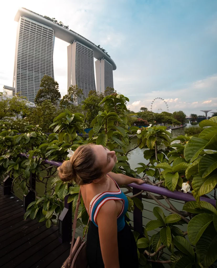 View from Marina Bay Sands Infinity Pool at Sunset
