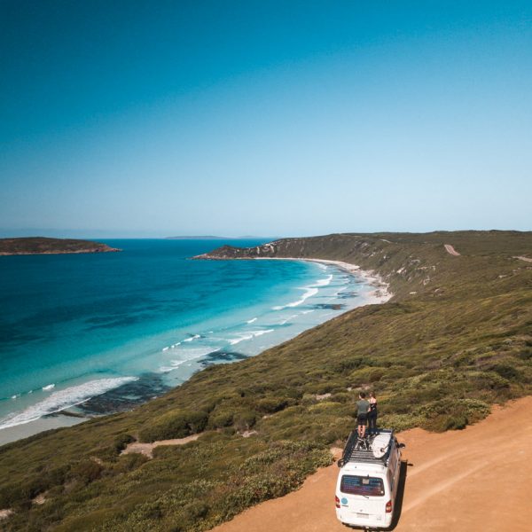 Van parked in the Australian outback, surrounded by stunning landscapes