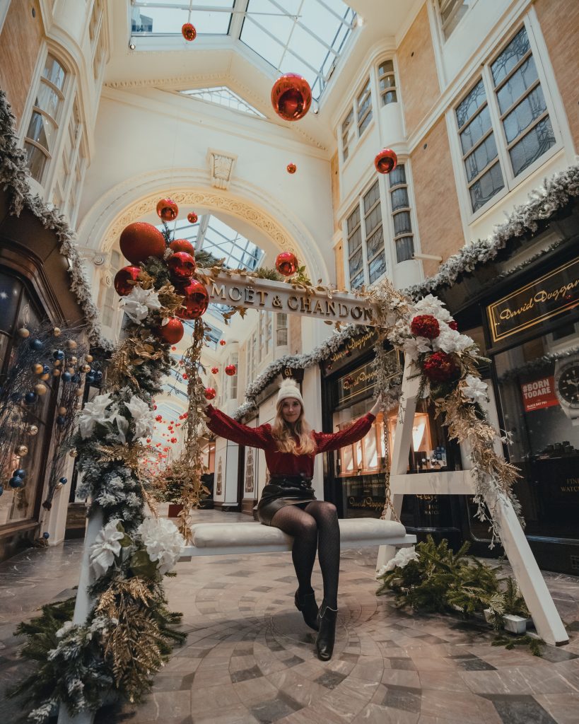 Vintage Christmas decorations at Burlington Arcade, London 2024