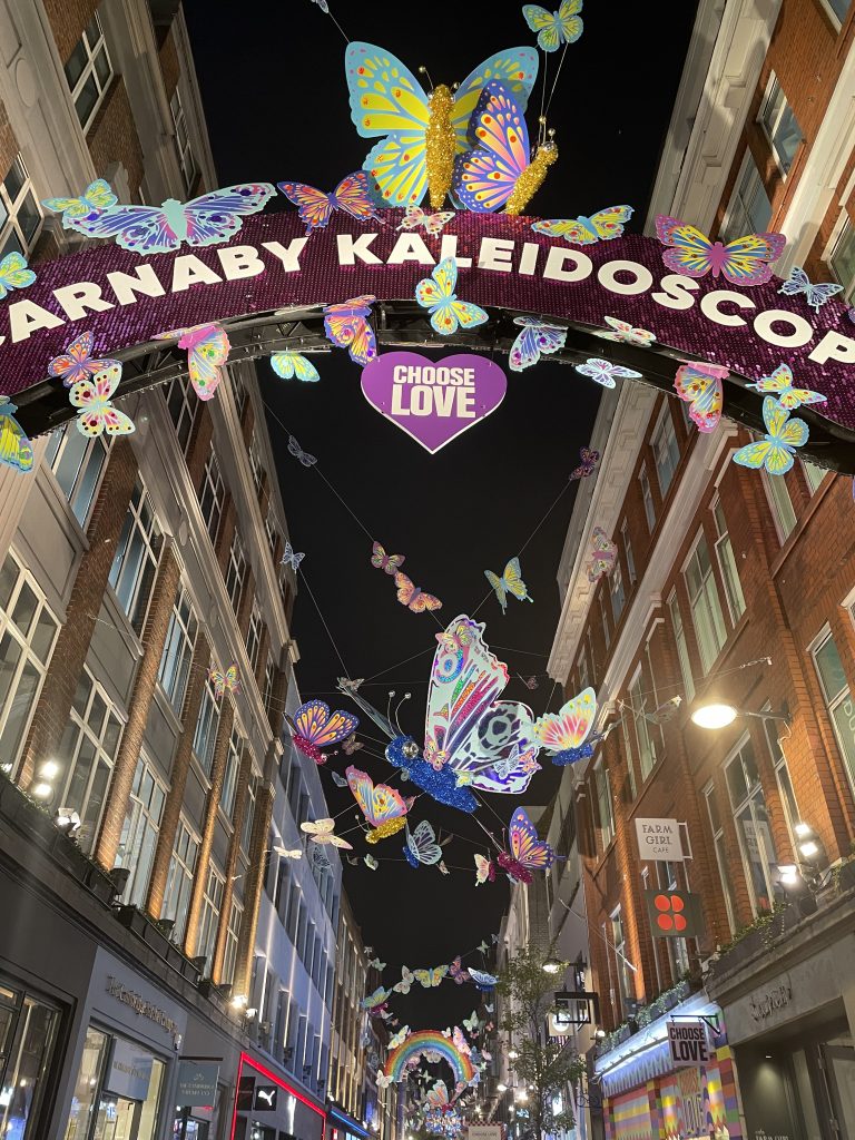 Carnaby Street planet-themed Christmas lights in London 2024