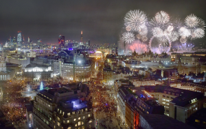 Rooftop View of London Eye Fireworks on New Year’s Eve
