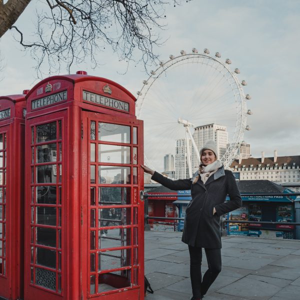The London Eye set against the vibrant backdrop of South Bank.