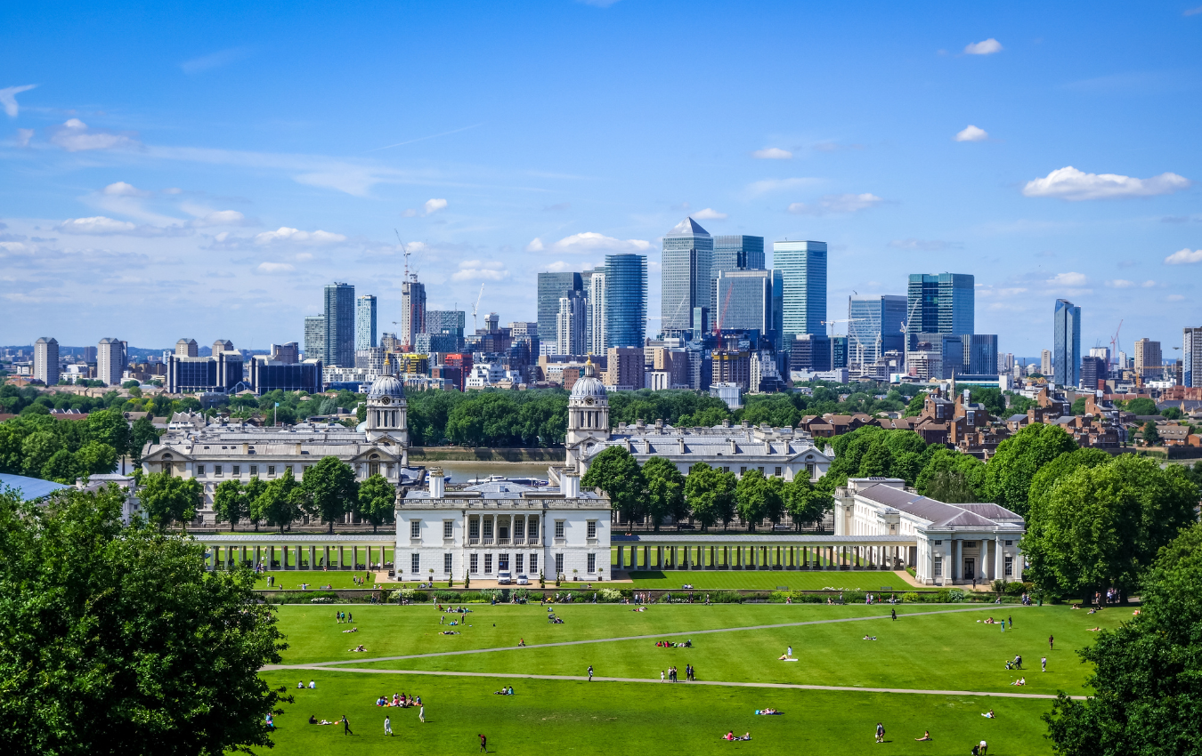 View from Greenwich Park overlooking London skyline