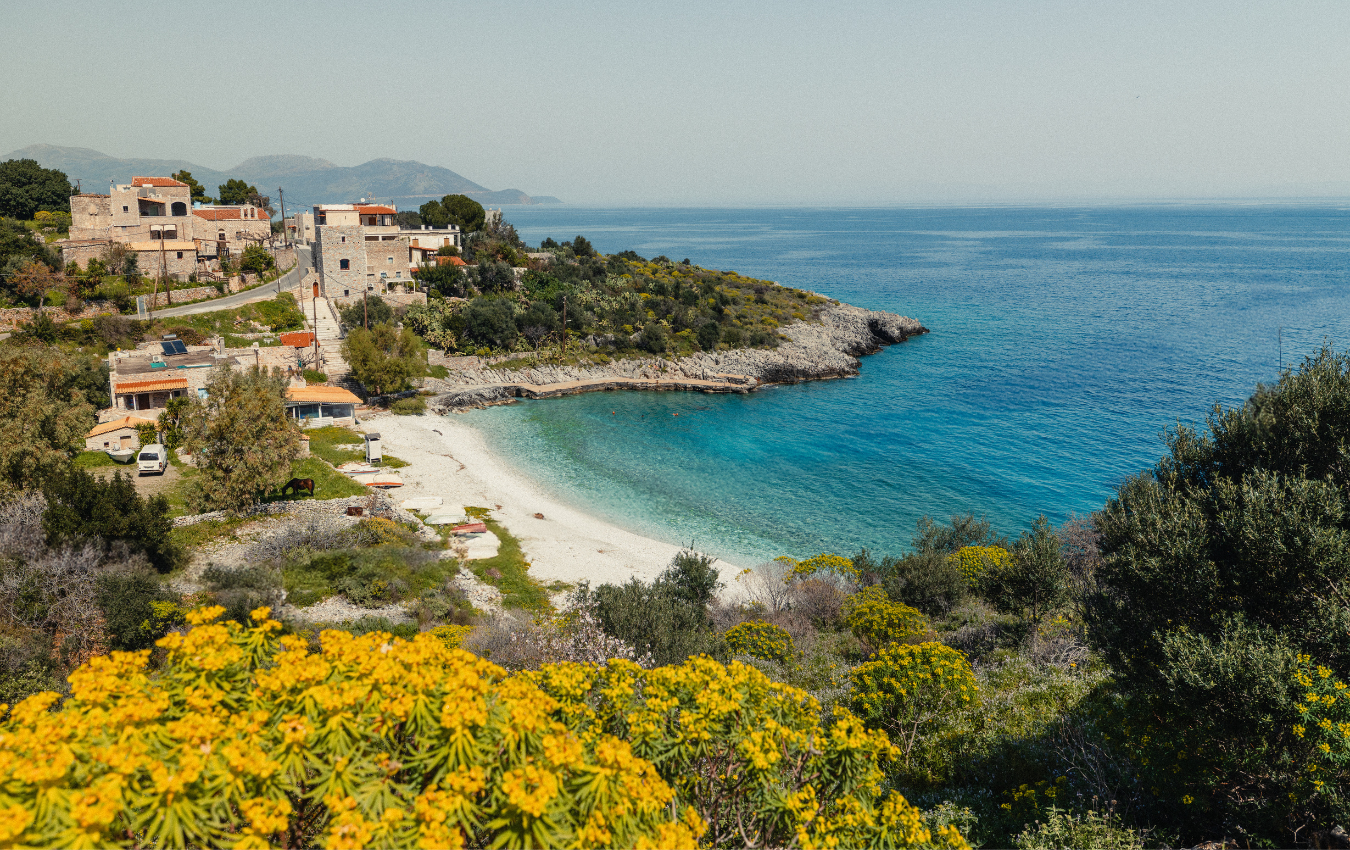 A breathtaking view of Greece’s Peloponnese region during a 7-day road trip adventure.